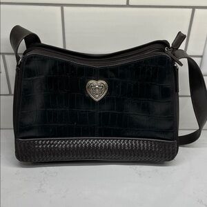 Marlo Black and brown Croc-Embossed purse  with Heart Accent